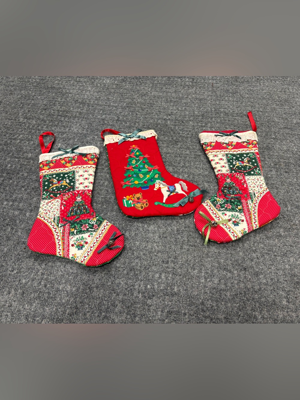 Vintage Hand Quilted Christmas Stockings Rustic Country